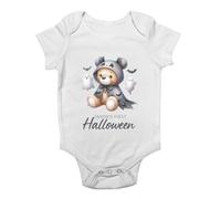Shopagift Personalised Name's First Halloween Teddy Ghost Baby Vest Bodysuit Boys Girls