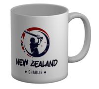 Shopagift Personalised New Zealand Cricket Batsman Mug Cricketer Fan Supporter White 11oz Large Ceramic Cup