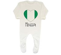 Shopagift Personalised Nigeria Football Nation Flag Baby Grow Romper Suit White