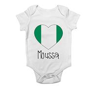 Shopagift Personalised Nigeria Football Nation Flag Baby Grow Vest Bodysuit