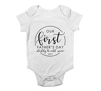 Shopagift Personalised Our First Father's Day Baby Vest Bodysuit White