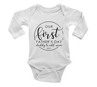 Shopagift Personalised Our First Father's Day Long Sleeve Baby Vest Bodysuit White
