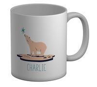 Shopagift Personalised Polar Bear Iceberg Mug Blue Star White 11oz Large Ceramic Cup