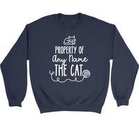 Shopagift Personalised Property of Any Cat Name Sweatshirt Unisex Jumper Navy