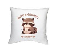 Shopagift Personalised Racoon Cute & Grumpy Cushion Cover Pet Funny Bedroom Lounge Accessory - 40cm x 40cm