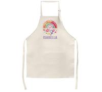 Shopagift Personalised Rainbow Hearts Kids Apron Childrens Watercolour Gift