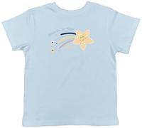 Shopagift Personalised Reach for The Space Galaxy Cosmos Kids T-Shirt Childrens Tee Boys Girls Light Blue