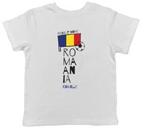 Shopagift Personalised Romania Football Kids T-Shirt Bring it Home Soccer Fan Supporter Childrens Tee Boys Girls White