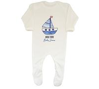 Shopagift Personalised Sail Boat Baby Grow Romper Suit Sailor Ahoy There Sailing Boys Girls Gift White