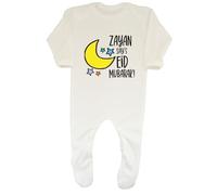 Shopagift Personalised Says Eid Mubarak Baby Grow Romper Suit Islam Muslim Festival Moon Stars Boys Girls White
