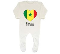 Shopagift Personalised Senegal Football Nation Flag Baby Romper White