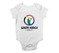 Shopagift Personalised South Africa Cricket Batsman Baby Grow Vest Cricketer Fan Supporter Bodysuit Boys Girls