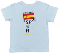 Shopagift Personalised Spain Football Kids T-Shirt Bring it Home Soccer Fan Supporter Childrens Tee Boys Girls Light Blue