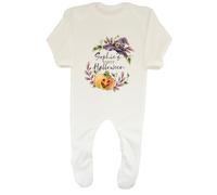 Shopagift Personalised Spooky Halloween Baby Grow Romper Suit First Halloween Witch Hat & Pumpkin Boys Girls White