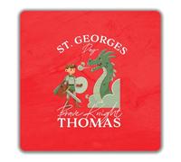 Shopagift Personalised St George's Day Brave Knight 2 Pack Coasters - 9cm x 9cm