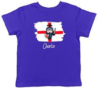 Shopagift Personalised St George's Day Knight England Flag Childrens Kids T-Shirt Gift Blue