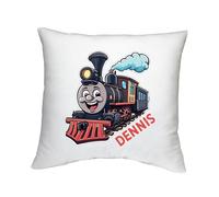 Shopagift Personalised Steam Train Cushion Cover Choo Choo Railway Track Bedroom Lounge Accessory - 40cm x 40cm