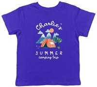 Shopagift Personalised Summer Camping Kids T-Shirt Tent Camp Trip Childrens Tee Boys Girls Blue