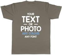 Shopagift Personalised T-Shirt Any Text Photo Message Image Mens Womens Funny Printed Custom Tee Gift Grey