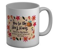 Shopagift Personalised Teacher Mug Bee's Knees Best Teacher Thank You White 11oz Large Gift Ceramic Cup