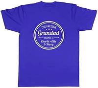 Shopagift Personalised This Awesome Grandad Belongs to T-Shirt Blue
