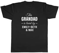 Shopagift Personalised This Grandad is Loved by T-Shirt Black