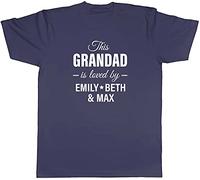 Shopagift Personalised This Grandad is Loved by T-Shirt Navy Blue