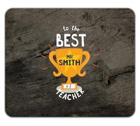 Shopagift Personalised To the Best Teacher Mouse Mat Pad Number 1 Trophy Champions Cup 24cm x 19cm