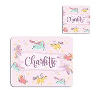 Shopagift Personalised Unicorn Kids Placemat and Coaster Set