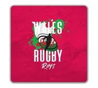 Shopagift Personalised Wales Rugby 2 Pack Coasters Supporters Fans 6 Nations Union Cup Gift - 9cm x 9cm