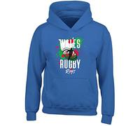 Shopagift Personalised Wales Rugby Hoodie Kids Supporters Fans 6 Nations Union Cup Gift Hoody Hooded Top Blue