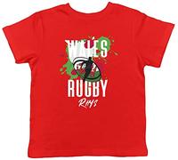 Shopagift Personalised Wales Rugby T-Shirt Kids Supporters Fans 6 Nations Union Cup Childrens Tee Gift Red