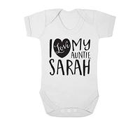Shopagift Personalised with ANY NAME I Love my Auntie Cute Boys and Girls Baby Vest Bodysuit (9-12 Months, White)