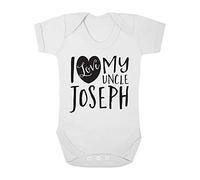 Shopagift Personalised with ANY NAME I Love my Uncle Cute Boys and Girls Baby Vest Bodysuit (6-9 Months, White)