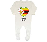 Shopagift Personalised Zimbabwe Football Nation Flag Baby Grow Romper Suit White