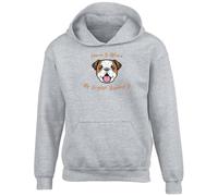 Shopagift Pet Dog Lover Kids Hoodie Home is where my English Bulldog is Hoody Hooded Top Boys Girls Grey