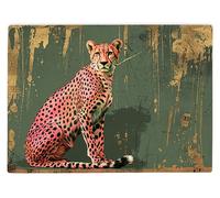 Shopagift Pink Cheetah Big Cat Glass Chopping Board Large Kitchen Worktop Saver 39cm x 28cm