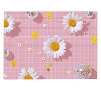 Shopagift Pink Gingham Daisy Flowers Glass Chopping Board Large Kitchen Worktop Saver 39cm x 28cm