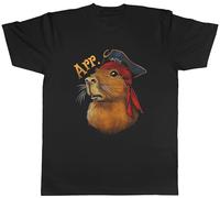 Shopagift Pirate Capybara Mens T-Shirt ARR Funny Pet Animal Tee Black