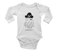 Shopagift Pirate Octopus Baby Grow Vest Bodysuit Cute Arrggh Eye Patch Captain Hat Boys Girls L/S