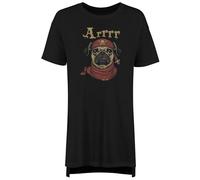 Shopagift Pirate Pug Women's Nightie Arrrr Skull Crossbone Night Shirt Black