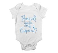 Shopagift Please Will You Be My Godparents Blue Baby Grow Vest Bodysuit Gift