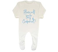 Shopagift Please Will You Be My Godparents Blue Baby Sleepsuit Romper Gift