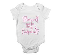 Shopagift Please Will You Be My Godparents Pink Baby Vest Bodysuit Gift