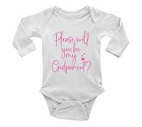 Shopagift Please Will You Be My Godparents Pink Long Sleeve Baby Grow Vest Bodysuit Gift