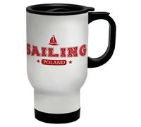 Shopagift Poland Sailing Travel Mug Regatta Sail Supporter Fans Stainless Steel 14oz Cup