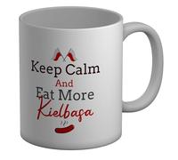 Shopagift Polish Poland Mug Keep Calm & Eat More Kielbasa White 11oz Large Ceramic Cup