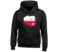 Shopagift Polska Poland Kids Hoodie Heart of Europe Soul of History Hoody Hooded Top Boys Girls Black