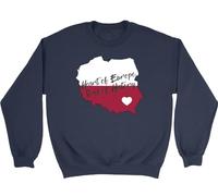 Shopagift Polska Poland Kids Sweatshirt Heart of Europe Soul of History Jumper Boys Girls Navy Blue