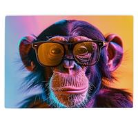 Shopagift Pop Art Monkey in Gasses Glass Chopping Board Large Kitchen Worktop Saver 39cm x 28cm